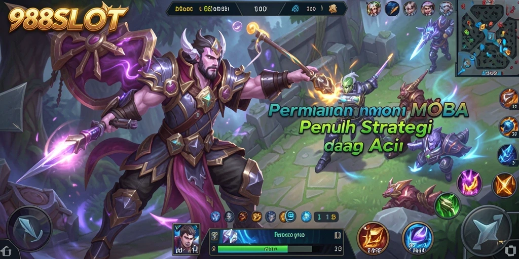 Tampilan gameplay seru dalam 988SLOT di arena MOBA.