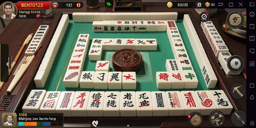 Screenshot permainan BENTO123 menunjukkan gameplay Mahjong yang menarik dan menantang.