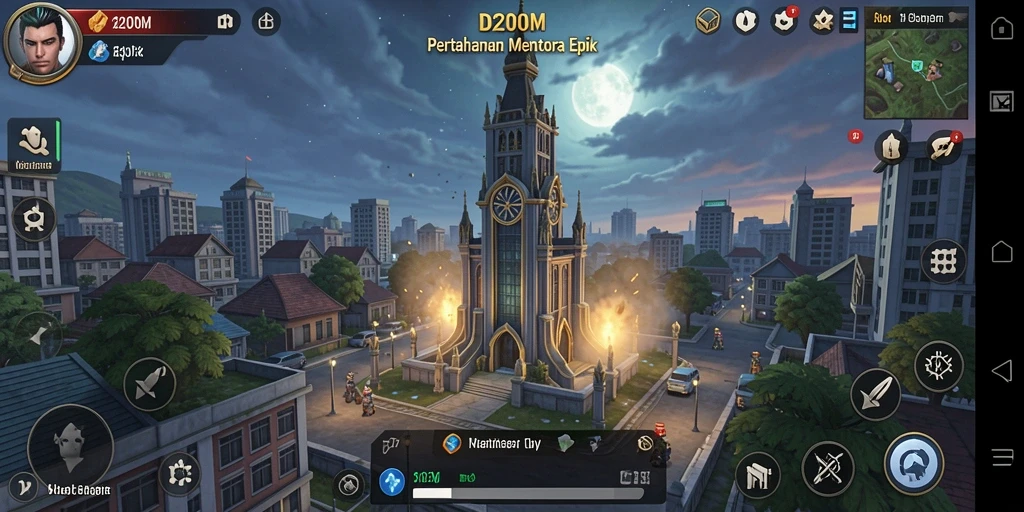 Screenshot D200M menampilkan gameplay Tower Defense yang seru dan strategis.