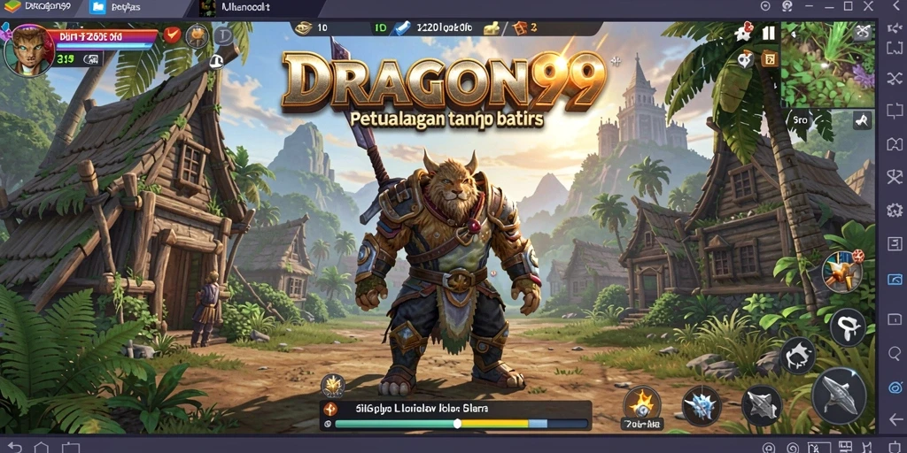 Screenshot gameplay DRAGON99 menampilkan eksplorasi dunia terbuka yang luas.