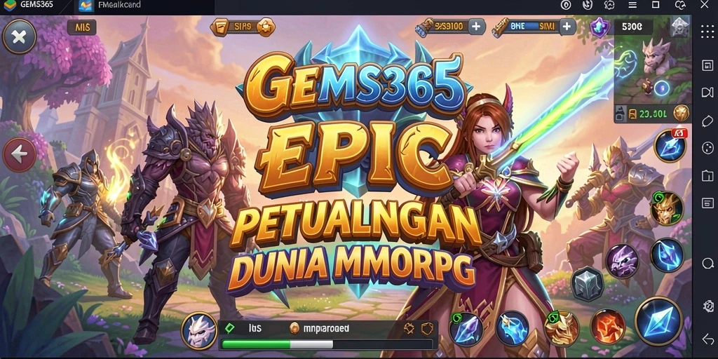 Screenshot GEMS365 menampilkan aksi seru dalam pertarungan MMORPG.