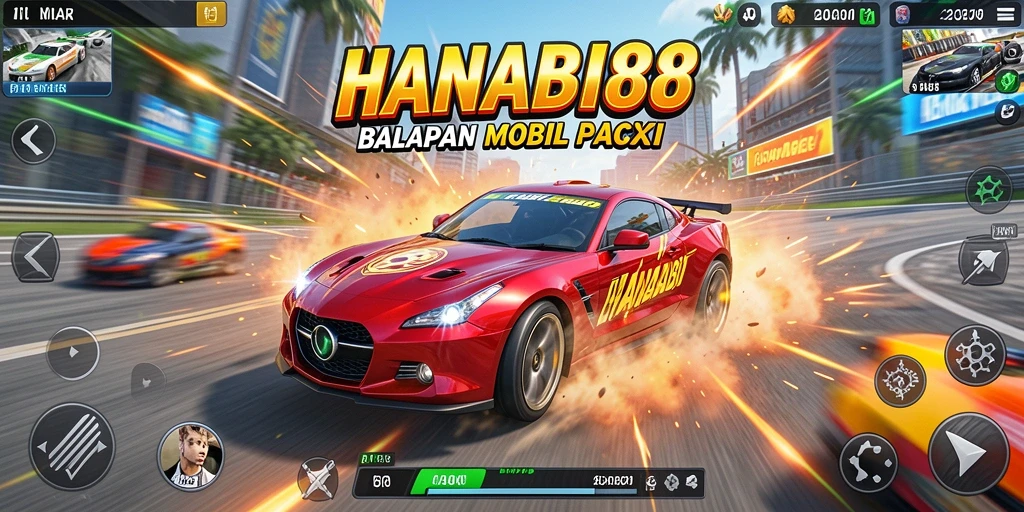 Tampilan balapan mobil yang seru dan menegangkan di HANABI88.