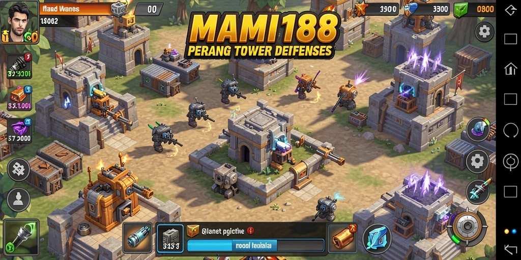 Tangkapan layar MAMI188 menampilkan pertempuran seru dalam gameplay Tower Defense.