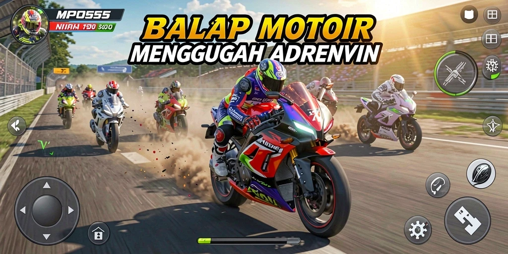 Gameplay seru balapan motor yang mendebarkan.