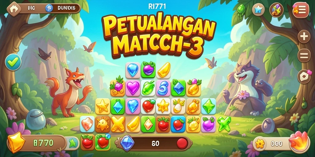 Tampilan menarik dari gameplay RI771 dalam kategori Match-3.