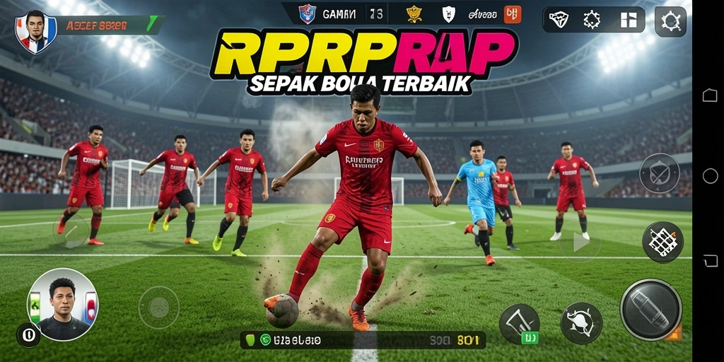 Tampilan gameplay seru di RPRPRP dengan aksi sepak bola nyata.