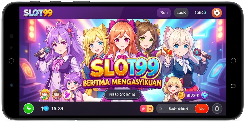 Tampilan menarik dari gameplay SLOT99 yang penuh warna dan karakter anime.
