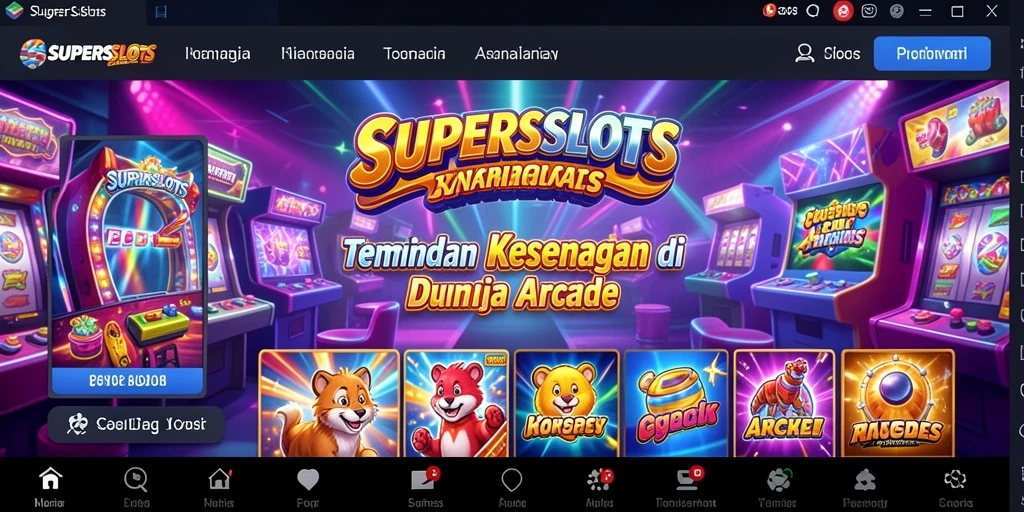 Tampilan menarik dari gameplay SUPERSLOTS dengan mesin slot yang berwarna-warni.