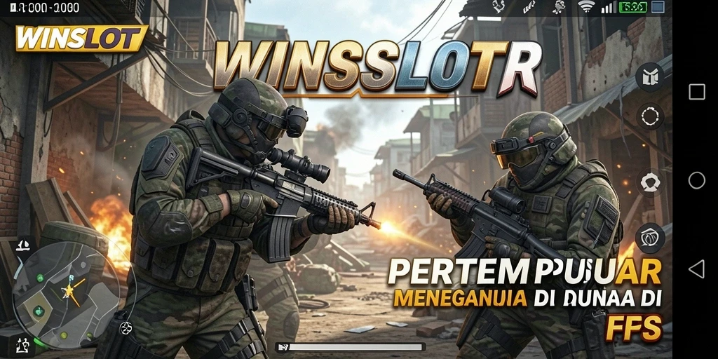 Screenshot WINSLOT menampilkan pertempuran FPS yang mendebarkan.